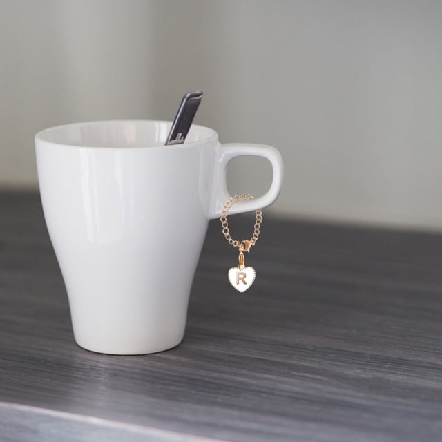 Accessoires de Tasse Charmes Lettres Initiales Identification Unique pour Gobelets en Forme de Cœur Réfléchi Idéal pour