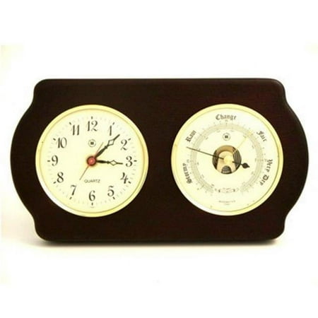 International Brass Quartz Clock Barometer - Ash Wood
