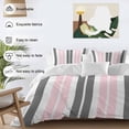 thumbnail image 3 of 3 Piece Pink Grey Striped Duvet Cover Set Full Size, Microfiber Comforter/Quilt Cover with Corner Ties and 2 Pillowcases, Gray Modern Abstract Art All Season Soft Bedding with Zipper Closure, 3 of 8