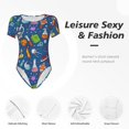 thumbnail image 4 of Balery Different Chemical Things Body de cuello redondo de manga corta para mujer Tops de manga corta Tops básicos-Large, 4 of 7