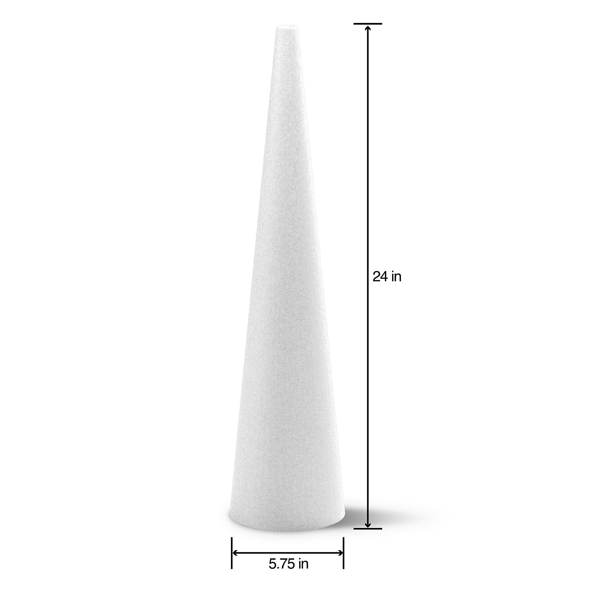 Floracraft White 5.75" x 24"  CraftFōM Cone - Decorative Foam for DIY Decoration, Weddings, Birthdays, and Parties - Bulk 12 Pack