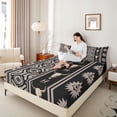 thumbnail image 4 of Manfei Rustic Boho Aztec Full Size Sheets,Country Bull Skull Bed Sheets,Western Co0Wboy Tribal Sheet Sets For Boys Kids,Super Cozy Room Decor,4-Piece, 4 of 7