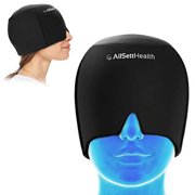 AllSett Health Form Fitting Migraine Relief Ice Head Wrap | Headache and Migraine Hat | Hot and Cold Therapy for Puffy Eyes, Tension, Sinus and Stress Relief