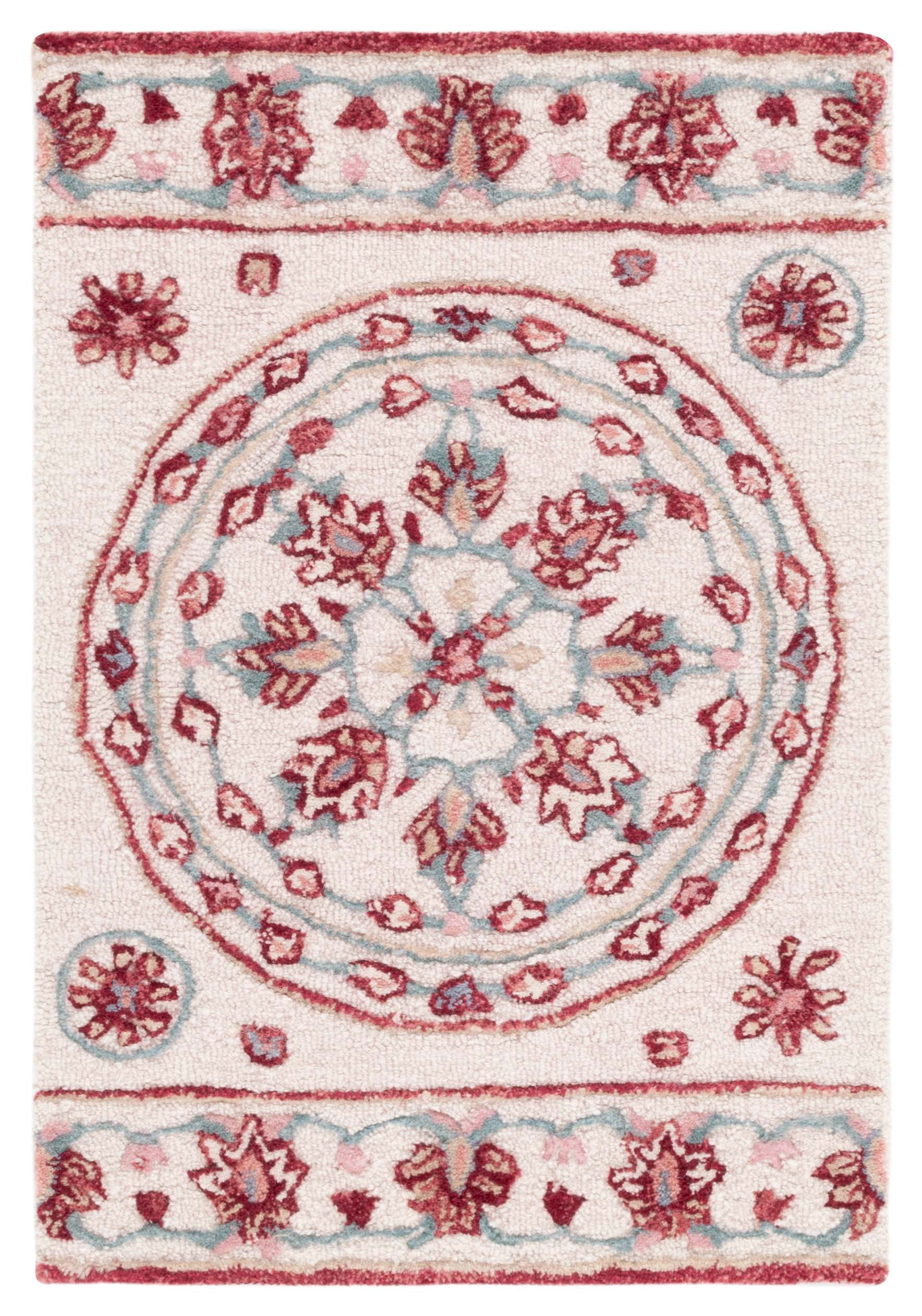 SAFAVIEH Bellagio Vanessa Floral Wool Area Rug, Ivory/Red, 2' x 3'