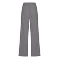 thumbnail image 3 of Dpytoraw Women High Waisted Wide Leg Pants Casual Drawstring Elastic Trousers Comfy Straight Leg Long Pants With Pockets Stretch Twill Straight Leg Casual Pants Grey XXXL, 3 of 4