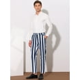 thumbnail image 4 of Unique Bargains Men's Striped Pants Business Skinny Fit Color Block Trousers 28 Blue White, 4 of 6