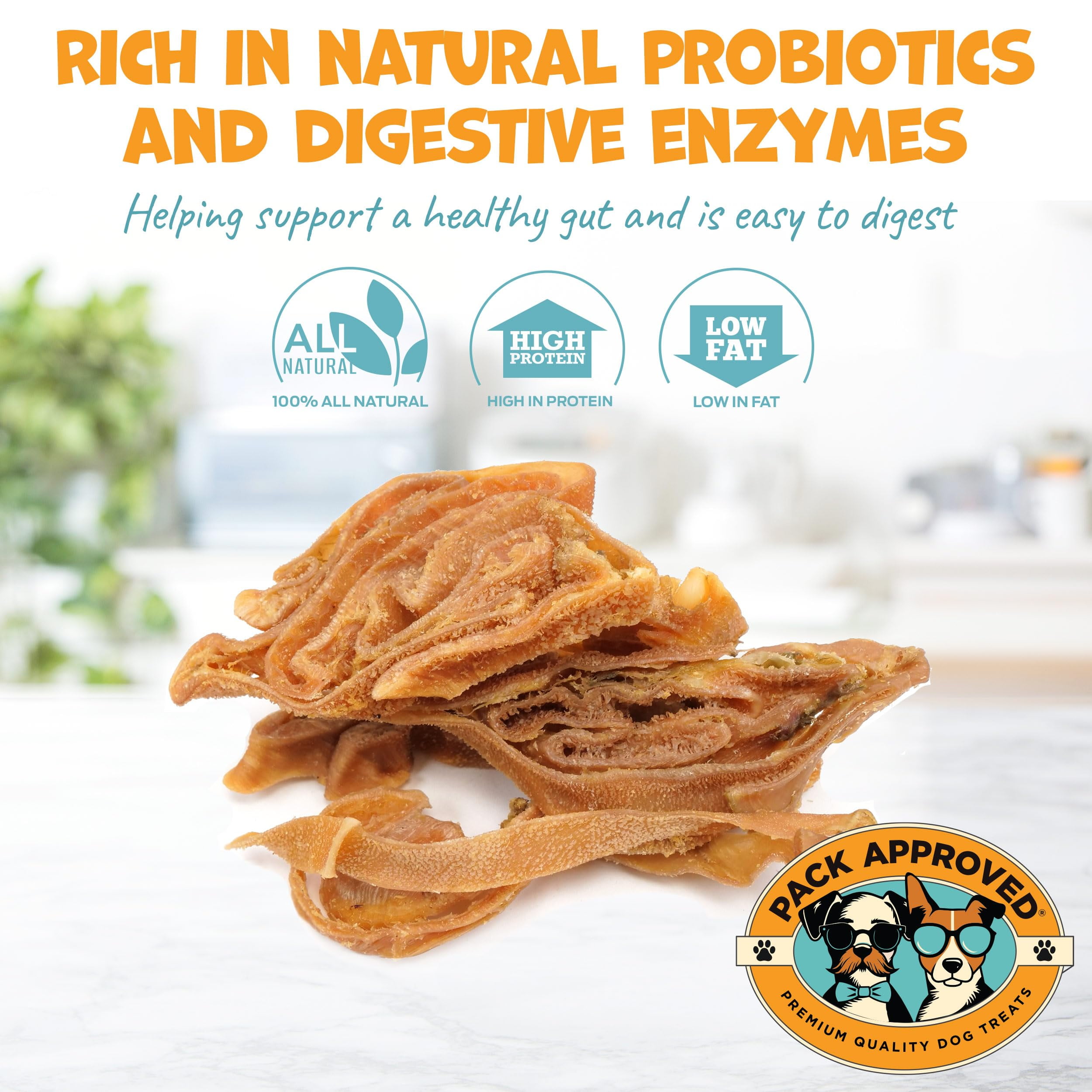 Pack Approved Lamb Tripe - Single Ingredient & Dehydrated Dog Treats - Lamb Treats for Sensitive Stomach - No Hide Dog Chews Tripe - 10oz