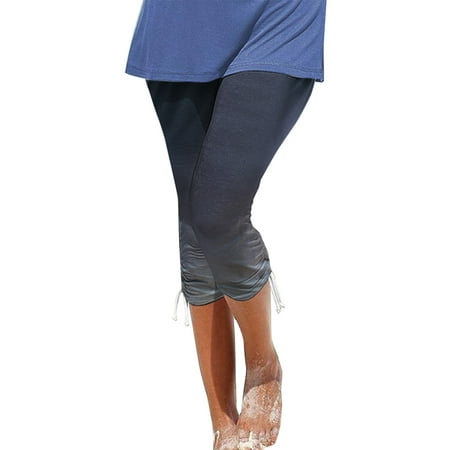

Dadaria Capri Pants for Women Plus Size Stretch Drawstring Printed Cropped Pants Gray L Female
