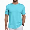 thumbnail image 2 of TOWED22 Running Shirts Men Sport Tops Quick Dry Gym Wicking Athletic T Shirts Breathable Cool Workout Shirts Light Blue,M, 2 of 7