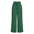 thumbnail image 7 of Women's Drawstring Wide Leg Pants with Pockets for Women Casual Elastic Waist Soft Flowy Trousers with Pockets, Travel Lounge Business | VerBelle,Army Green L, 7 of 7