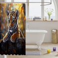 thumbnail image 3 of Manfei Kawaii Jungle Tiger Shower Curtain 72Wx72L, Cartoon Wildlife Bathroom Curtain, Dark Brown Orange, 3 of 5