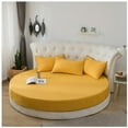 thumbnail image 2 of DOLITY 1pc Bed Sheet Fitted Sheet Solid Color Cotton Round for Hotel Dia.220cm yellow, 2 of 7