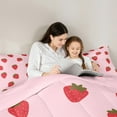thumbnail image 4 of Manfei Kawaii Strawberry 7-Piece Bedding Comforter Set,Red Pink King Bedding Sets,Cartoon Fruit Ultra Soft Bed Sheets,Microfiber Kids Bedroom Decor,Reversible, 4 of 7