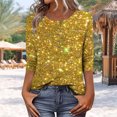 thumbnail image 7 of YanHoo Women’s Plus Size Shirts Sparkly 3/4 Sleeve Sequin Blouses Loose Fit Tunic Tops Summer Outdoor Party T-Shirts, 7 of 7