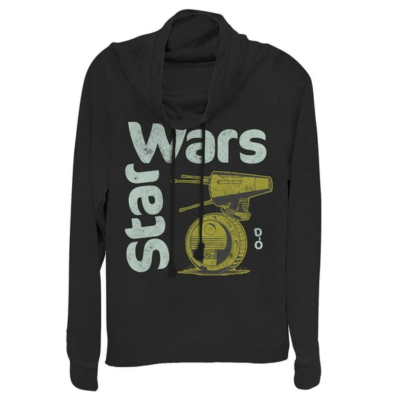 Junior's Star Wars: The Rise of Skywalker D-0 Roll  Cowl Neck Sweatshirt Black 3X Large