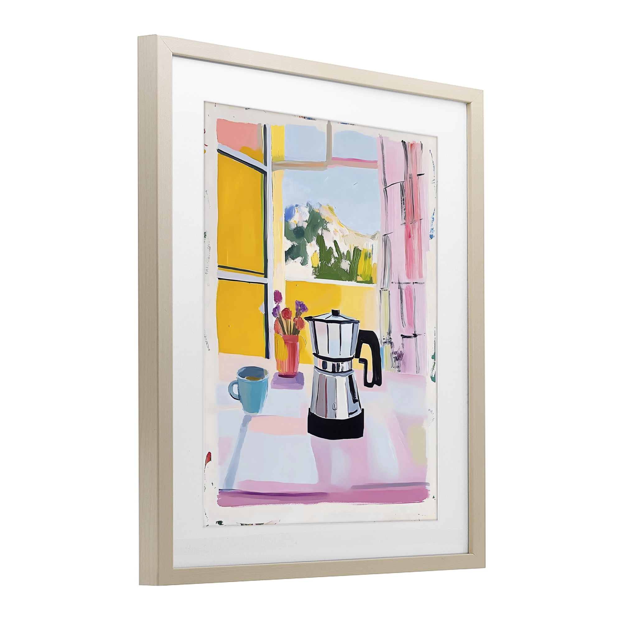 Stupell Industries Italian Moka Pot Kitchen Birch Framed Print Under Glass, design by The Prints Vibe