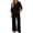 Black, variant on Lounge Sets for Women 2026 Summer Casual 3/4 Sleeve Shirts Wide Leg Pants Matching Tracksuit Sets Summer Spring Vacation Travel Outfits Fashion Clothing 2Xl