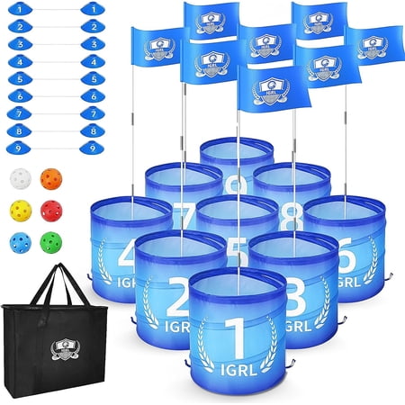 Golf Bucket Yard Game, Backyard Golf Game for Adults and Family, Portable 9 Hole Golf Course with Balls and Flag, Outdoor Indoor Golf Gifts for Lawn, Park, Beach, Yard, Camping and Hotel