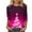 Hot Pink, variant on 3/4 Sleeve Christmas Tops for Women Xmas Printed Crew Neck Graphic Tees Soft Cotton Festive T-shirts Plus Size (XL, Red 01)
