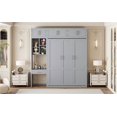 thumbnail image 3 of Queen Size Murphy Bed with Desk, Gray, Space-Saving Wall Bed, MDF &amp; Plywood, Built-in Storage, Ideal for Small Apartments, Foldable Design, Home Office, 3 of 20
