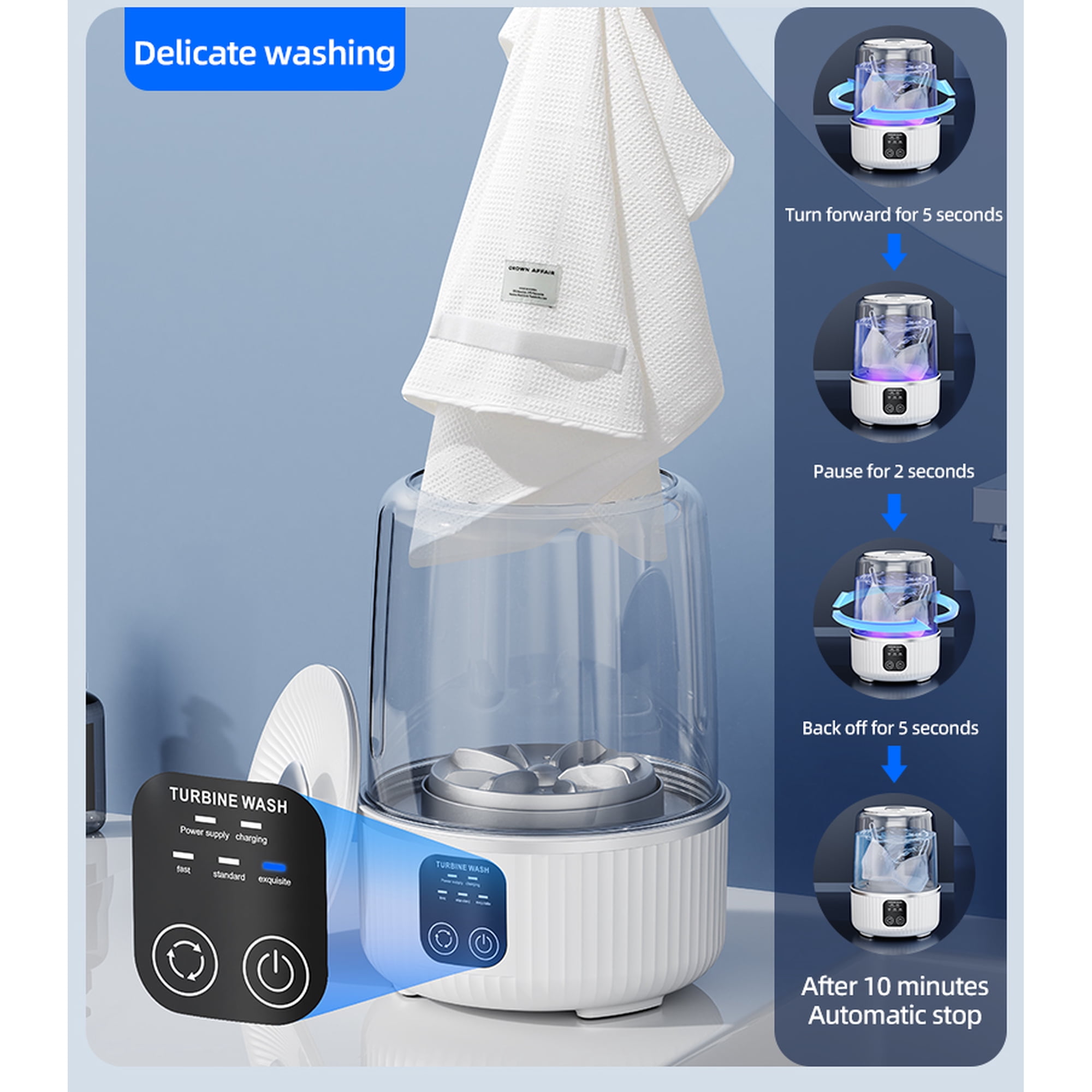 MDHAND Mini Laundry Cup, Portable Washing Machine with 3 Modes, Waterproof, for Travel Camping Home