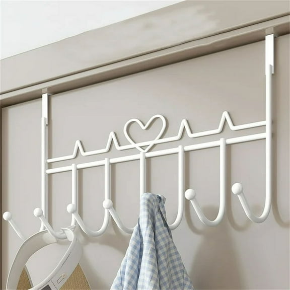 Over The Door Towel Rack, Metal Bath Towel Holder Hanger, Over Door Hangers Hooks for Bathroom Bedroom Door Hanging Towels Bathrobe Robe, Towel Hooks for Bathrooms (7 Hooks White)