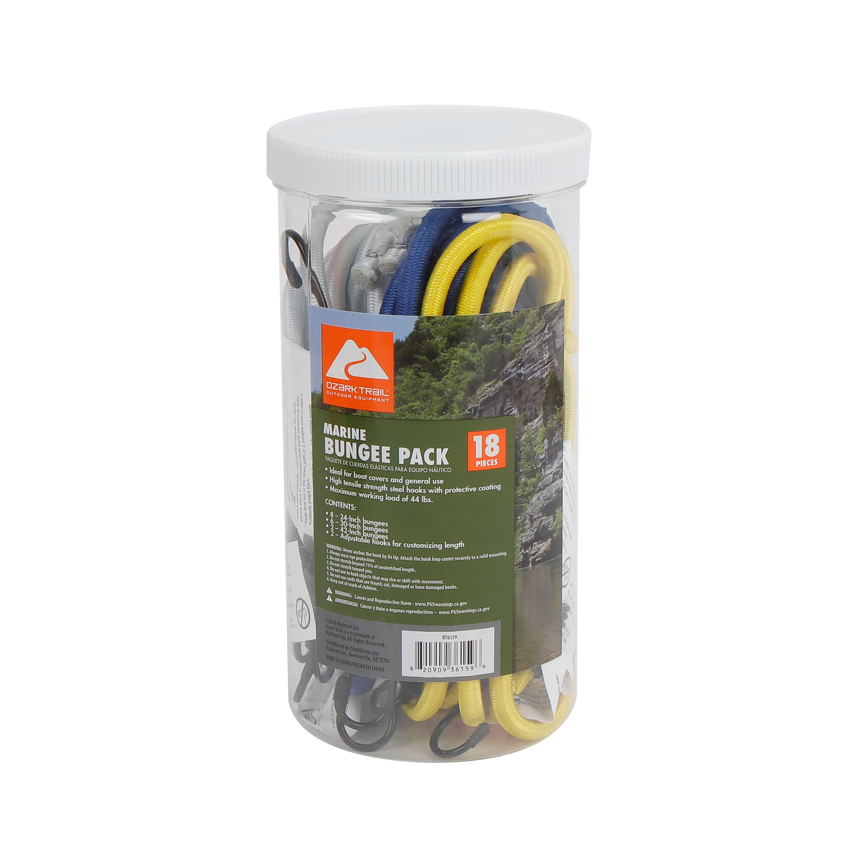 (4 pack) Ozark Trail 18 Piece Marine Bungee Pack with High Tensile Strength Hooks