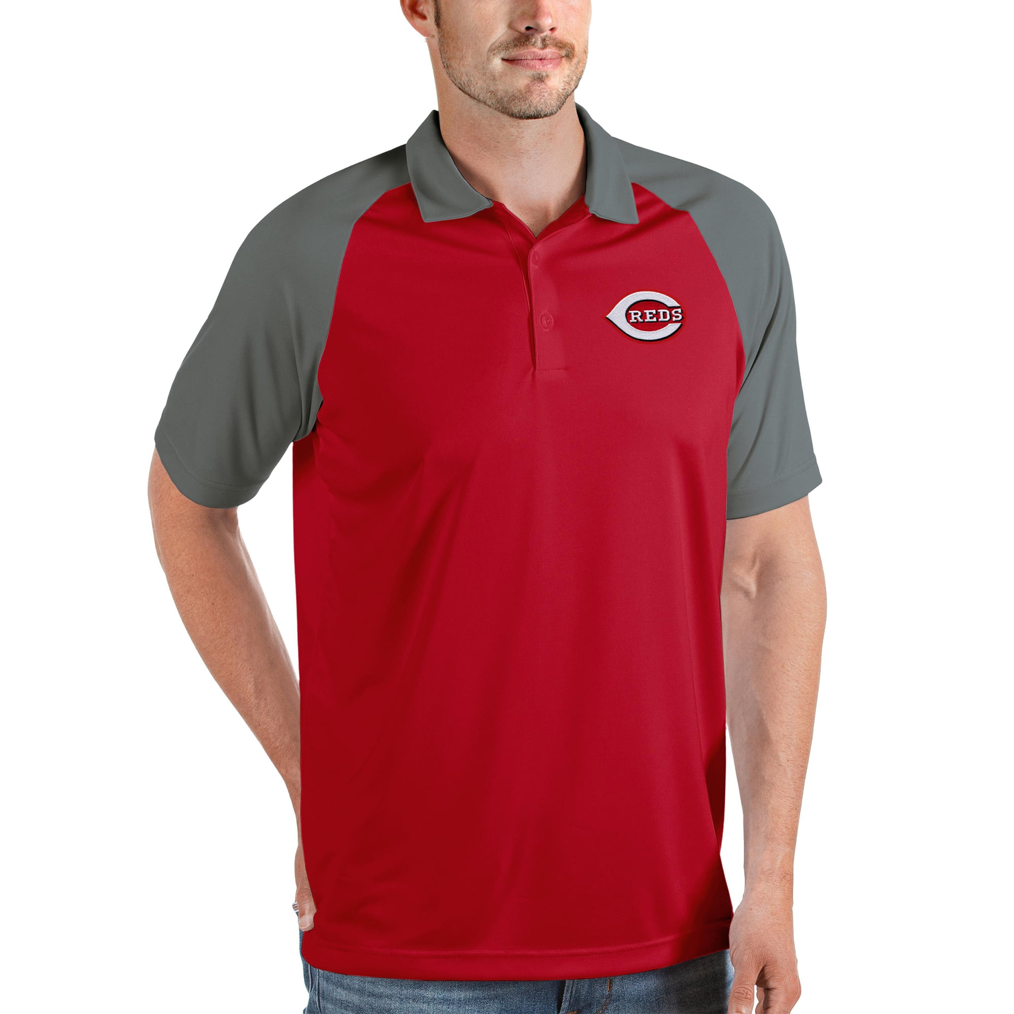 Men's Antigua Red/Gray Cincinnati Reds Nova Polo - Walmart.com