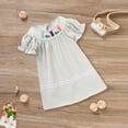 thumbnail image 2 of ZEHJUHAN Toddler Girls' Bunny Floral Dress, Checkered Pattern Bubble Sleeve A-Line Dress with Lace Trim Purple，3-6M, 2 of 10