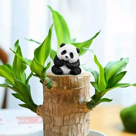 Mini Brazil Lucky Tree Resin Panda Statue for Lucky Brazilian Wood Hydroponic Plant Pandas Table Decoration, Funny Tabletop Decor Indoor Office Desktop Ornament