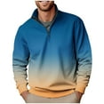 thumbnail image 3 of LODIENY Big and Tall Regular Fit Ombre Shirts for Men Casual 1/4 Zip up Long Sleeve Stand Collar Pullover Sweatshirts Lightweight Trendy Athletic Tops Blue XXXL, 3 of 6