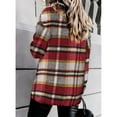 thumbnail image 3 of Sarapandan Women Plaid Shirt Button Down 2 Pockets Design Soft Breathable Women Long Sleeve Shirt Jacket for Autumn Winter Orange L, 3 of 6