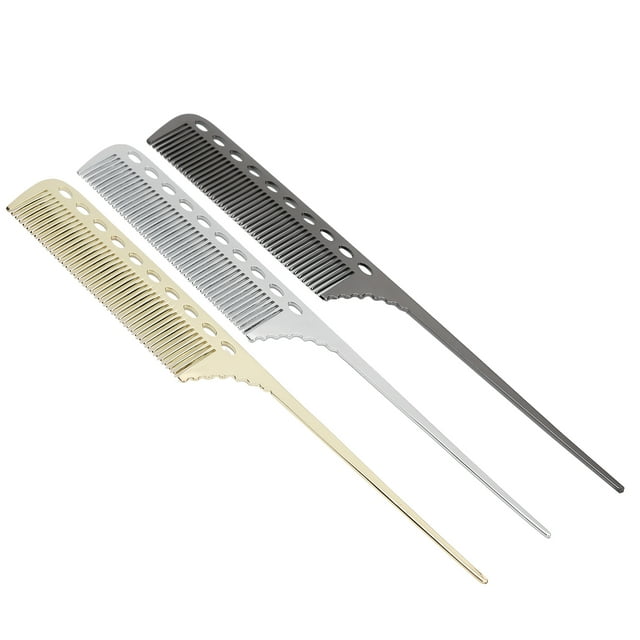 Peines de cola de rata, 3 piezas peine de cola de peluquería de aluminio espacial, peines de peinado antiestáticos para te?ir el cabello, 8,6 pulgadas Amonsee No