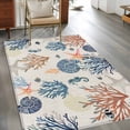thumbnail image 3 of Marine Life Washable Area Rugs 4'x6', Watercolor Seahorse Coral Starfish Linen Texture Low Pile Throw Living Room Rug Non-Slip Sturdy Edge Binding Carpet for Indoor Entryway Bedside Kitchen, 3 of 9