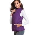thumbnail image 4 of Fuinloth Women Quilted Vest, Stand Collar Lightweight Zip Padded Gilet Outerwear Coats Purple M, 4 of 5