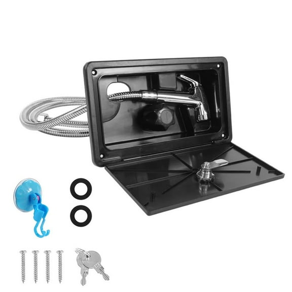 RV External Shower Caravan Outdoor Shower Box Kit With Lock & Hot Cold Single Knob Switch For Boat Yacht Camper Motorhome ,Lasting Durability