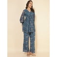 thumbnail image 5 of Janasya Women's Blue Chiffon Lurex Floral Printed Co-ord Set, 5 of 7