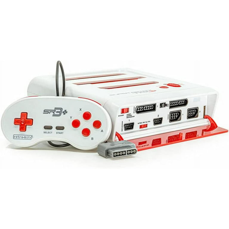 Retro-Bit Super Retro Trio HD Plus 720P 3 in 1 Console System - HDMI Port -  for Original NES/SNES, Super Nintendo and Sega Genesis Games - Red/White 