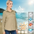 thumbnail image 3 of POENTAB Long Sleeve Uv Protection Shirts for Women LightWeight Quick Dry Cool Shirt Outdoor Fishing Hiking Camping Work Wear Khaki, 3 of 7