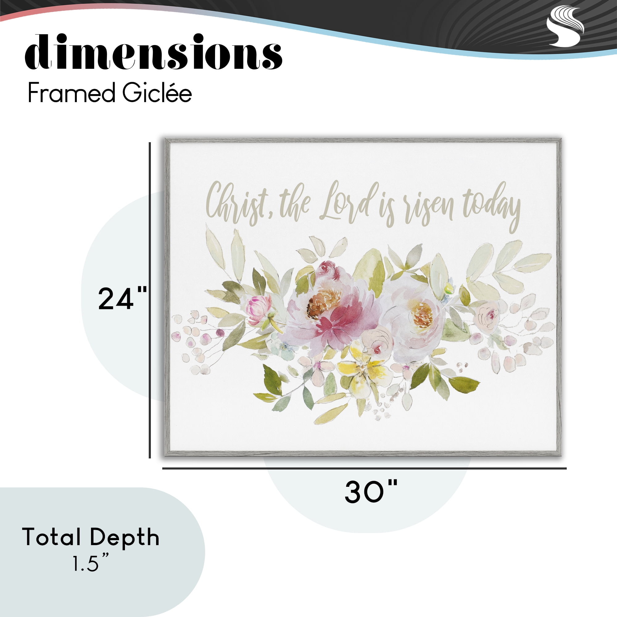 Stupell Industries The Lord Is Risen Florals Gray Framed Giclee Art, design by Patricia Pinto