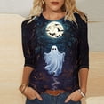 thumbnail image 4 of Yourumao Halloween Shirts for Women Plus Size Witch Printed 3/4 Sleeve Tops Crewneck Lightweight Graphic Tees for Fall Party, 4 of 5