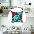 thumbnail image 5 of Teal Roses Flower Heart Satin Pillowcase for Hair and Skin Silk Pillowcase Pillow Case with Envelope Closure Throw Pillow Cover for Bedroom Couch Sofa Home Car Decor - Standard,, 5 of 7