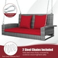 thumbnail image 6 of Patiojoy Outdoor Porch Swing Bench, Patio Wicker Hanging Swing with Rustproof Chains & Comfortable Cushions Red, 6 of 10