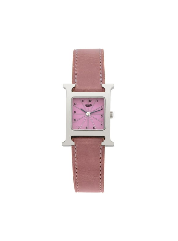 Pre-Owned Hermes Women's H Watch 21mm Pink leather Wristwatch