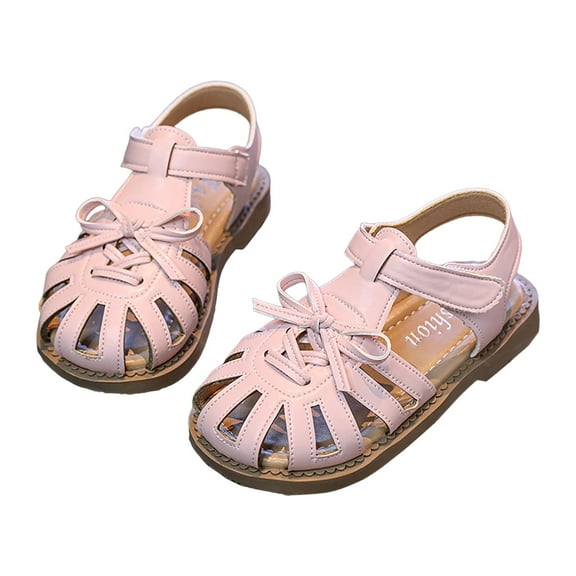 UngA Closed Toe Sandals Toddler Girl Girls Sandals Open Toe Princess Flat Sandals Summer Shoes Toddler/Little Kid Flower Girl Sandals(Pink,Size 3.5)