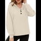 thumbnail image 3 of Sudadera con Capucha para Mujer, Cuello Abotonado, Cordón Ajustable, Sudadera Informal de Larga, Camisetas. Albaricoque XL, 3 of 10
