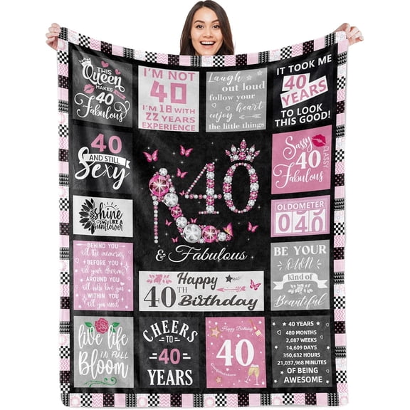 LHSHID 40th Birthday Gifts for Women Blanket 40th Birthday Gift Ideas 40th Birthday Decorations Women 40 Birthday Blanket Gifts for 40 Year Old Women Throw Blanket 30"x40"