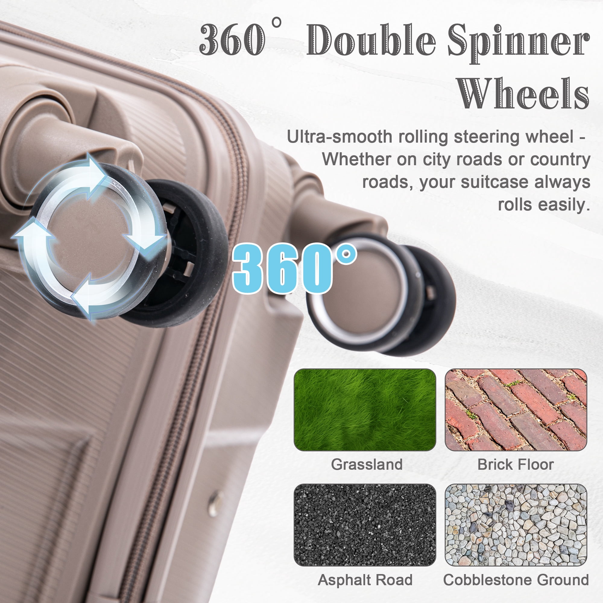 Alvantor 4 Pcs Hardside Luggage Set with Spinner Wheel, Lightweight Suitcase Set Champagne