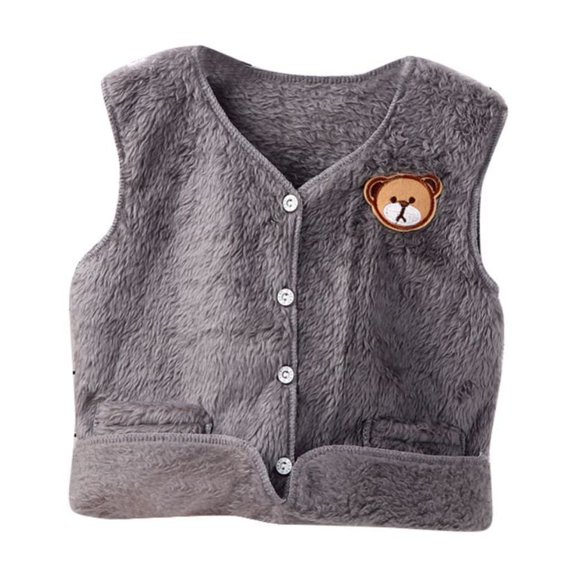 GYRATEDREAM Toddler Unisex Baby Girl Boy Fleece Jacket Kids Sleeveless Winter Warm Waistcoat Vest Pocket Coat Tops for 3-4Y Silver gray