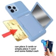 thumbnail image 3 of for Cute iPhone 12 Case for Women with Credit Card Holder & Hidden Mirror, Two Layer Shockproof Heavy Duty Protection Cover Protective Wallet Case for iPhone 12, Blue, 3 of 7